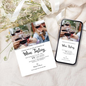 Modern Wine Tasting Invitation Template, Blind Wine Tasting Party Invite, Printable, Digital Phone, Canva 3 sizes, Instant Download, P05b image 4