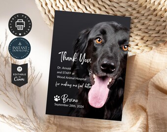 Classic Minimalist Modern Thank You Card to Veterinarian | Editable Canva 5x7inch | Dog Thank You Card, Instant Download, Pet Vet Gift TY01