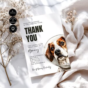 Thank You Card to Veterinarian Template, Pet Loss, Dogs, Cats, Animal Hospital, Printable, Instant Download, Gift For Vet, Canva 5x7&quot;, TY42