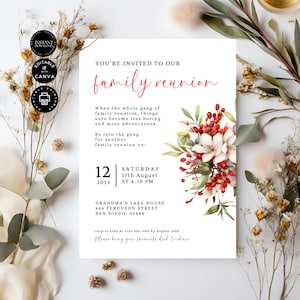 Family Reunion Invitation Template, Gathering Party, Celebrate Personalized Invite Card, Editable Canva 5x7&quot; Printable Instant Download,FR03