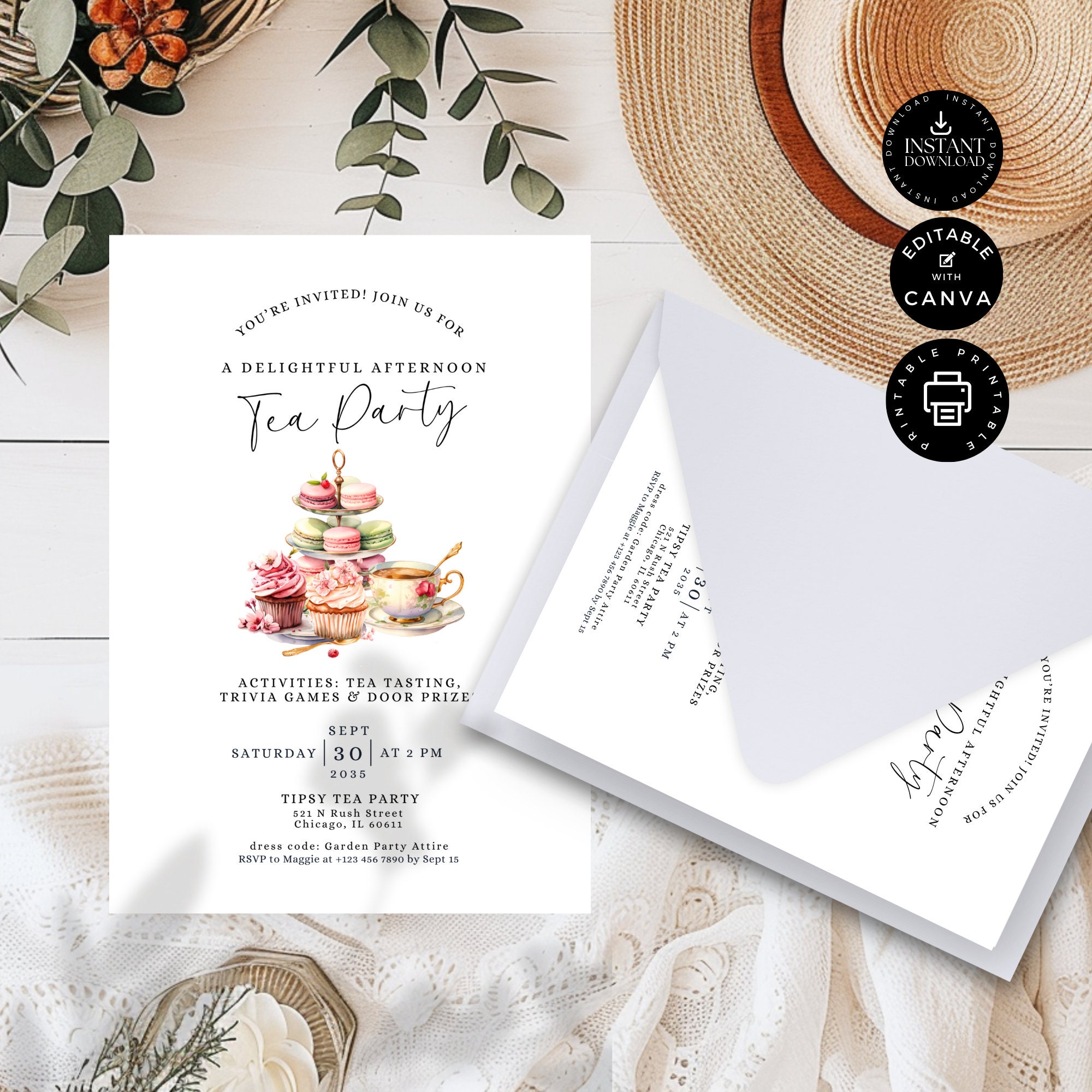 Tea Party Invitation Template, High Tea Tasting Party, Afternoon Tea ...