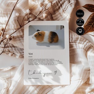 Carte de remerciement classique minimaliste moderne au vétérinaire, toile modifiable 5 x 7 pouces, carte de cochon d'Inde, bricolage téléchargement immédiat, cadeau vétérinaire pour animaux de compagnie, TY36