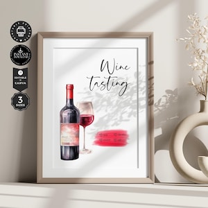 Wine Tasting Sign Printable Template, Blind Wine Tasting, Welcome to Tasting Party Printable, Edit with Canva 3 Sizes, Instant Download, P03