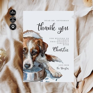 Thank You Card to Veterinarian Template, Pet Loss, Dogs, Cats, Animal Hospital, Printable, Instant Download, Gift For Vet, Canva 5x7&quot;, TY43