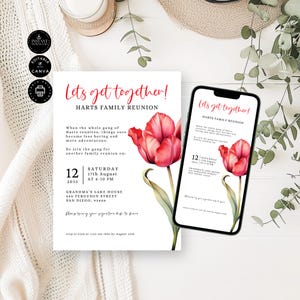 Family Reunion Invitation Template, Evite Gathering Party, Personalized Invite Card, Phone, Edit in Canva 5x7&quot; Printable Ins Download, FR01b
