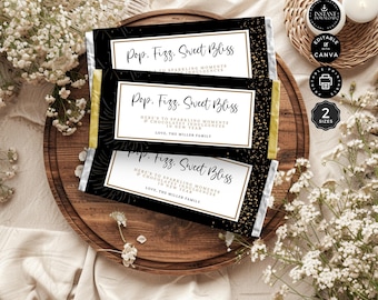 New Year's Chocolate Candy Wrapper Template, Candy Bar, Hershey & Aldi Bars, Printable, Instant Download, Editable with Canva 2 sizes, CB28g