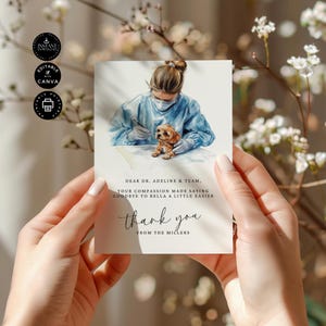 Thank You Card to Veterinarian Template, Pet Loss, Dogs, Cats, Animal Hospital, Printable, Instant Download, Gift For Vet, Canva 5x7&quot;, TY41