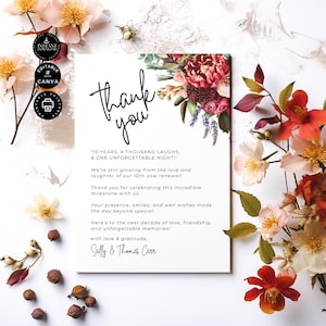 Tarjeta de agradecimiento para la renovación de votos matrimoniales por el décimo aniversario, editable, color blanco, "Todavía lo hago", descarga instantánea, imprimible, plantilla, Canva, 5 x 7 pulgadas, VR44