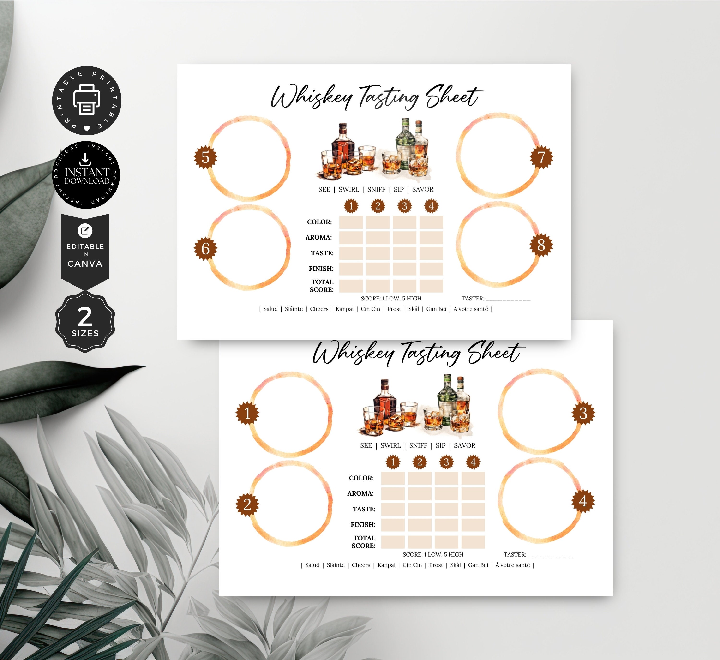 Whiskey Tasting Score Sheets Card Template, Whisky Night, Home Party ...
