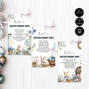 Modèle d'étiquette d'appât lapin de Pâques, cartes de nourriture d'appât, étiquettes d'appât, fête, cadeaux de la classe, panier pour enfant, 3 modèles, imprimable, édition sur toile 3,5 x 5 po. SD02