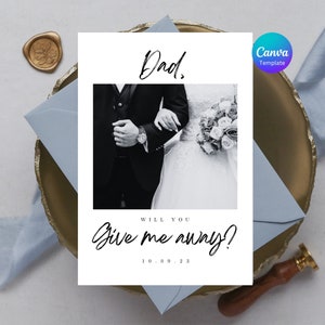 Modèle de carte de Papa classique minimaliste moderne | Toile modifiable 5 x 7 pouces | Fête de mariage W02.80