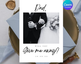 Pai moderno minimalista clássico, você me dará o modelo de cartão de proposta | Canva editável 5x7 polegadas | Festa de Casamento W02.80