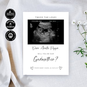 Plantilla clásica de propuesta de matrimonio para bebés gemelos, imprimible, descarga instantánea, Canva editable, 5 x 7 pulgadas, fiesta de bodas, GM08