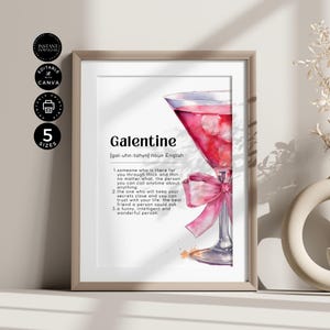 Modello di definizione del cocktail per il giorno di San Galentino, poster per la festa dell'amicizia, decorazioni per le donne, modifica in Canva 5 dimensioni stampabili download immediato EG01c