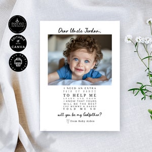 Plantilla de tarjeta de propuesta de matrimonio clásica, minimalista y moderna, para bebé niño, editable en Canva, 5 x 7 pulgadas, imprimible, para fiesta de bodas, GF15