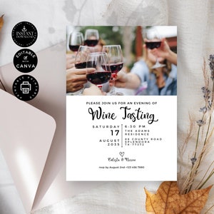 Wine Tasting Invitation Template, Wine Party, Blind Wine Tasting Invite, Printable, Edit in ...