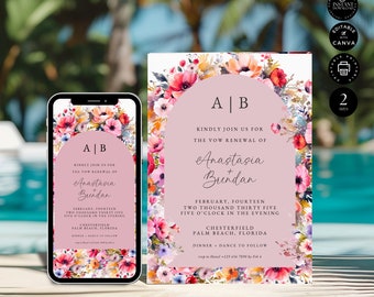 Re-tied the knot, Wedding Vow Renewal Invitation, We Still Do, Instant Download, Printable, Invite, Evite Template, Edit Canva 2 size, VR40b