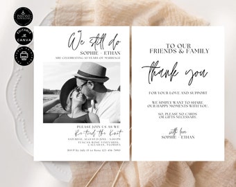 Re-tied the knot, Wedding Vow Renewal Invitation | We Still Do | Instant Download Editable Printable Invite Template Canva  5x7inch | VR.11