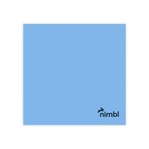 May include: A light blue square sticky note with the word "nimbl" printed in black.