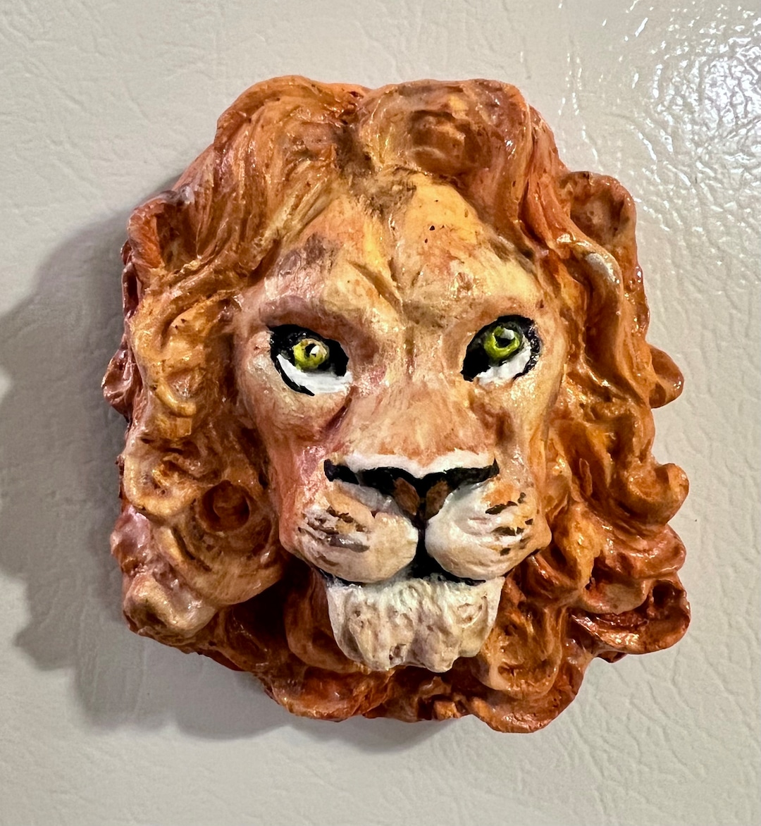 Hand Painted Papier Mache Lion Head Refrigerator Etsy