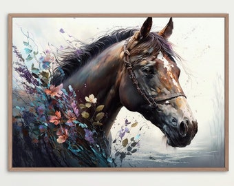 Horse Painting,Home Decoration,Digital Wall Art,Wall Prints Digital Art,Wall Art Printable,Instant Download,Home Decor,Living Room Wall Art,