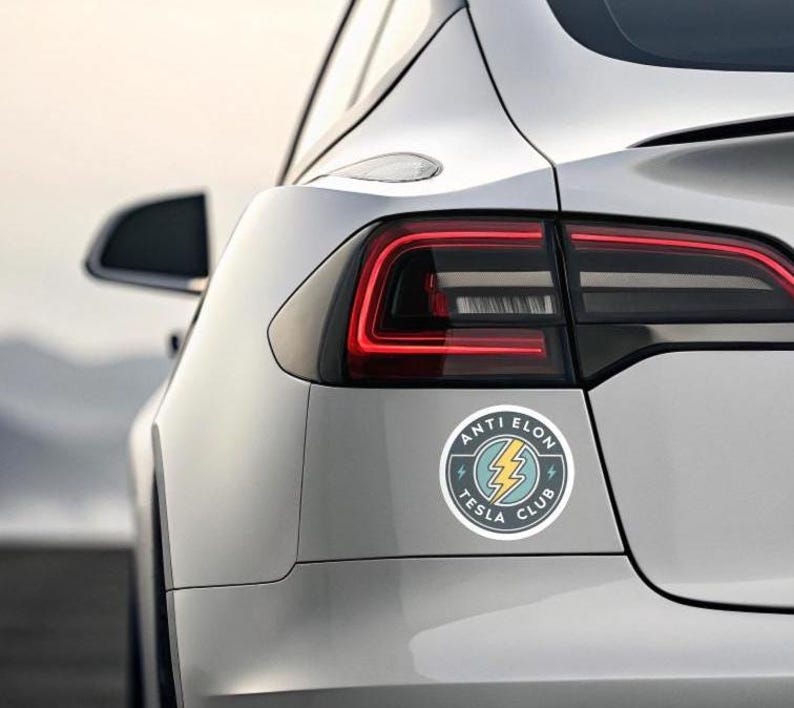 Anti Elon Tesla Club Magnet | Tesla Gift | Car Accessories | Sarcastic Tesla Gift | Anti Elon Car Magnet image 2