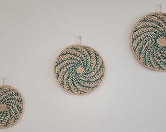 Handwoven Ethiopian Wall Basket Set: African Room Decor