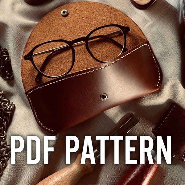 DIY lederen zonnebrillenkokerpatroon - PDF-download. Patroon voor een hoesje voor een zonnebril. Etui voor een bril. Doe-het-zelf leer.