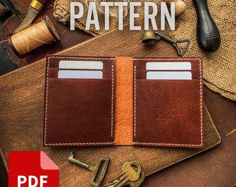 Bifold wallet pattern PDF Leather wallet pattern PDF Handmade leather wallet template A4 print format