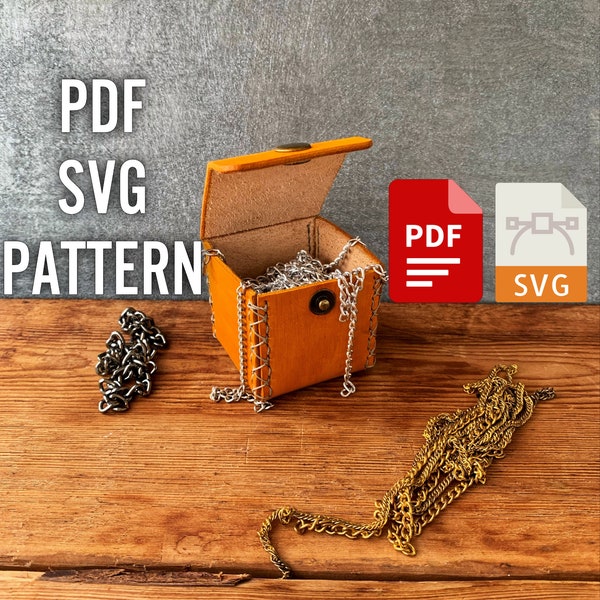 DIY Leather Pattern Jewelry Box Template - Instant Download PDF & SVG - Handmade Gift Box Tutorial