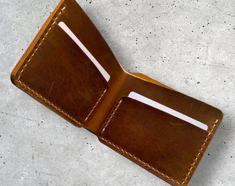 Bifold wallet made of genuine leather, handmade