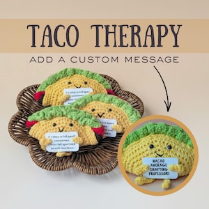 Crochet Taco desk buddy mental health awareness therapy toy crochet office sign coworker gift support student friend gift stress relief taco