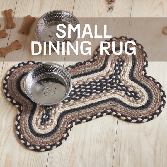 Braided Pet Mat Floor Protection Cover Dog Bone Placemat Natural Fiber Woven Kitchen Jute Rustic Decor Farmhouse Style Vintage Design Eco