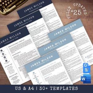Paquete de currículum de líder de equipo, plantilla de currículum de ventas técnicas, paquete de CV de Word para gerente de proyectos, cartas de presentación de operaciones, diseño profesional editable
