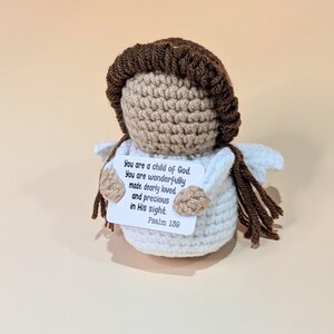 Crochet Angel Christian Decoration loss of loved one recovery Prayer Bible Verse Psalm Church Gift Religious Comfort Spiritual Item Soft