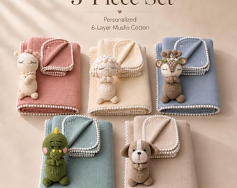 Personalized Baby Christmas Gift Set 3 Piece Baby Blanket Set Christmas Gift Idea for Baby New Baby Gift Personalized Baby Keepsake