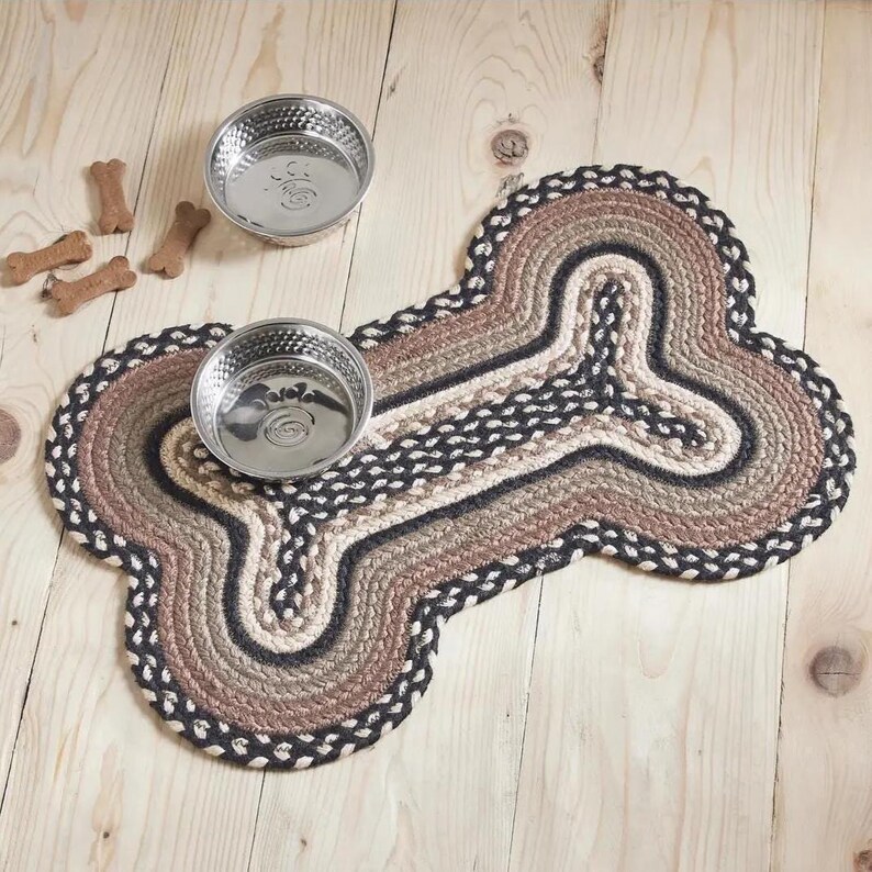 Braided Pet Mat Floor Protection Cover Dog Bone Placemat Natural Fiber Woven Kitchen Jute Rustic Decor Farmhouse Style Vintage Design Eco image 8