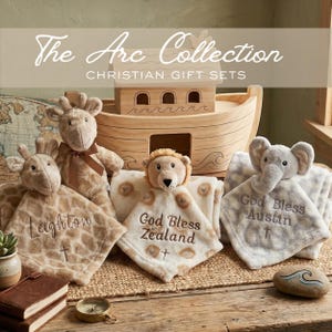 noah ark baby blanket custom plushie cute godchild christening gift spring baptism idea baby name ceremony handmade gift from godmother