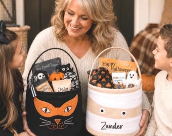 Halloween Gift From Grandma Personalized Boo Basket Grandkids Halloween Gift Custom Name Halloween Basket Trick or Treat Bag October Gift