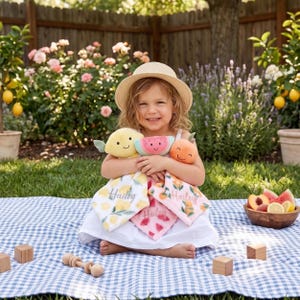 Idea regalo per bambina Lemon, coperta personalizzata, giocattolo di sicurezza, peluche Minky, morbido e confortevole, con nome personalizzato ricamato, regalo per baby shower estivo immagine 12