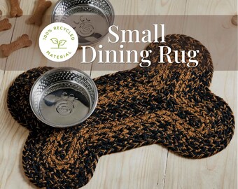 Braided Pet Mat Floor Protection Cover Dog Bone Placemat Natural Fiber Woven Kitchen Jute Rustic Decor Farmhouse Style Vintage Design Eco