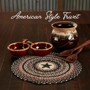 Jute Star Trivet Round Table Protector Pad Americana Kitchen Accessory Farmhouse Decor Rustic Country Style Braided Heat Large Handmade