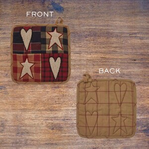 Farmhouse Cooking Protection Quilted Trivet Set Country Kitchen Accessory Primitive Star Design Patchwork Pattern Heat Pad Collection Cotton Potholder Gift Rustic Kitchen Decor Southern Style Aesthetic Hostess Present Anniversary Gift Idea