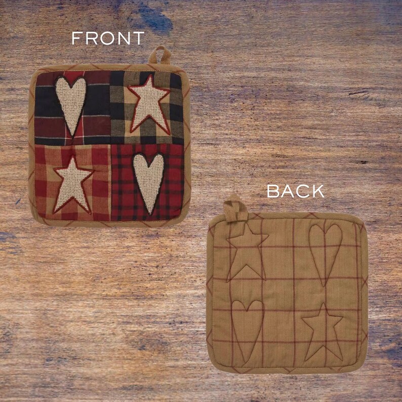 Farmhouse Cooking Protection Quilted Trivet Set Country Kitchen Accessory Primitive Star Design Patchwork Pattern Heat Pad Collection Cotton Potholder Gift Rustic Kitchen Decor Southern Style Aesthetic Hostess Present Anniversary Gift Idea