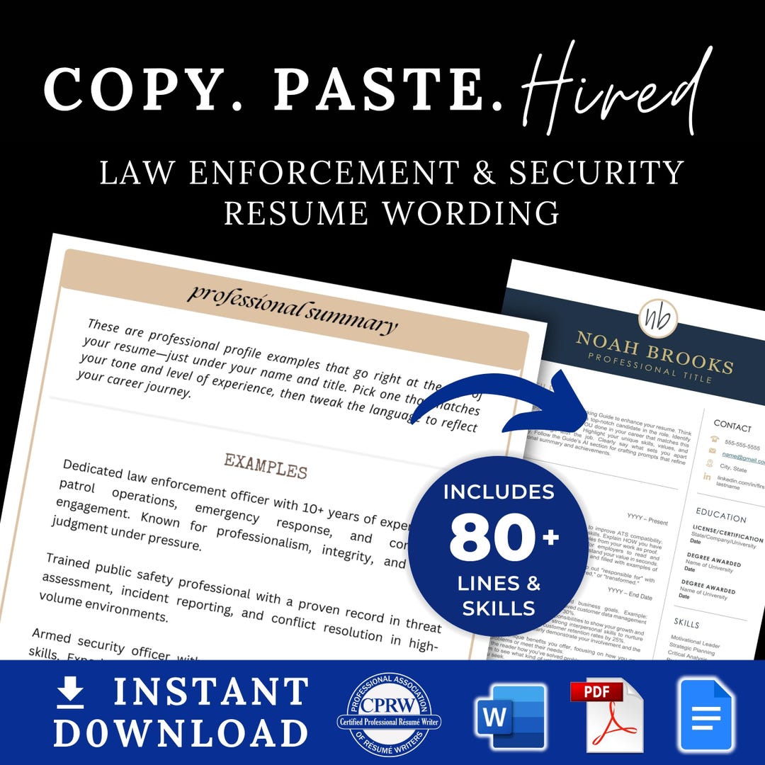 Security Resume Wording Template Law Enforcement Job Description ...