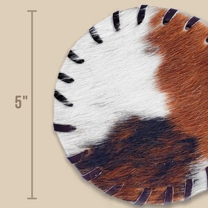 Cowhide Leather Coaster Set Handmade Western Accessory Rustic Kitchen Counter Protection Drink Mat Natural Hide Beverage Holder Farmhouse image 14