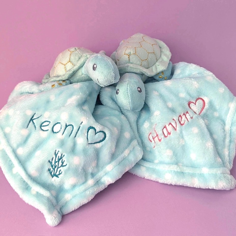 Ocean Nursery Blanket Baby Lovey Octopus Gift Sea Themed Marine Creature Plush Toy Starfish Comfort Item Personalized Newborn Present image 3