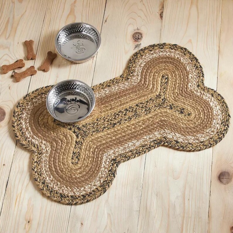 Braided Pet Mat Floor Protection Cover Dog Bone Placemat Natural Fiber Woven Kitchen Jute Rustic Decor Farmhouse Style Vintage Design Eco image 17