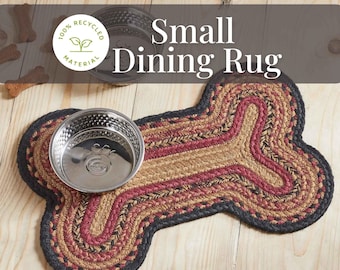 Dog Feeding Mat Waterproof Bowl Pad Kitchen Floor Protector Pet Food Dish Guard Bone Shaped Braided Rug Indoor Outdoor Puppy Placemat Small
