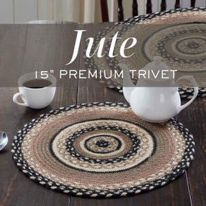 Round Jute Trivet Kitchen Table Hot Pad Farmhouse Style Dining Room Rustic Home Kitchen Accessory Housewarming Gift Hostess Present Pot